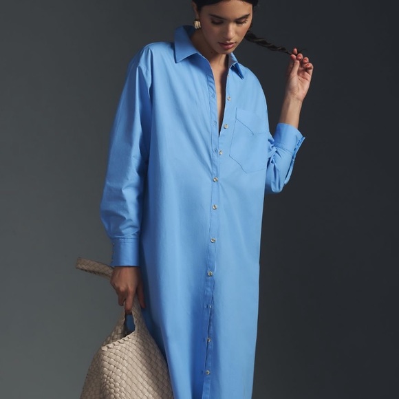 Anthropologie Maeve Long-Sleeve Shirt Dress in Blue - Picture 7 of 7